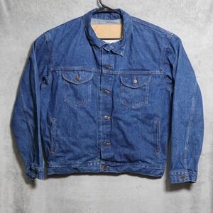 Vintage Eddie Bauer Jacket Mens XL Blue Denim Jean Trucker Made USA P191 90s